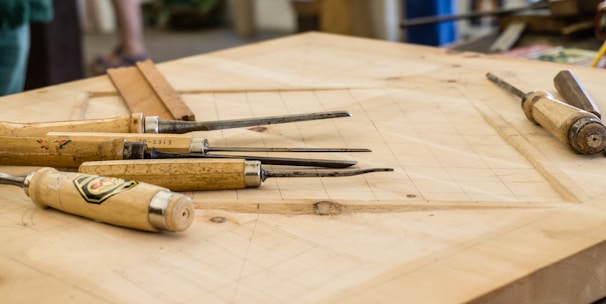 hand tools on top of table